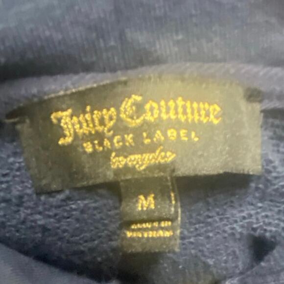 Juicy Couture Black Label Navy Hooded Romper Size M Zip Up Logo Loungewear - Picture 4 of 4